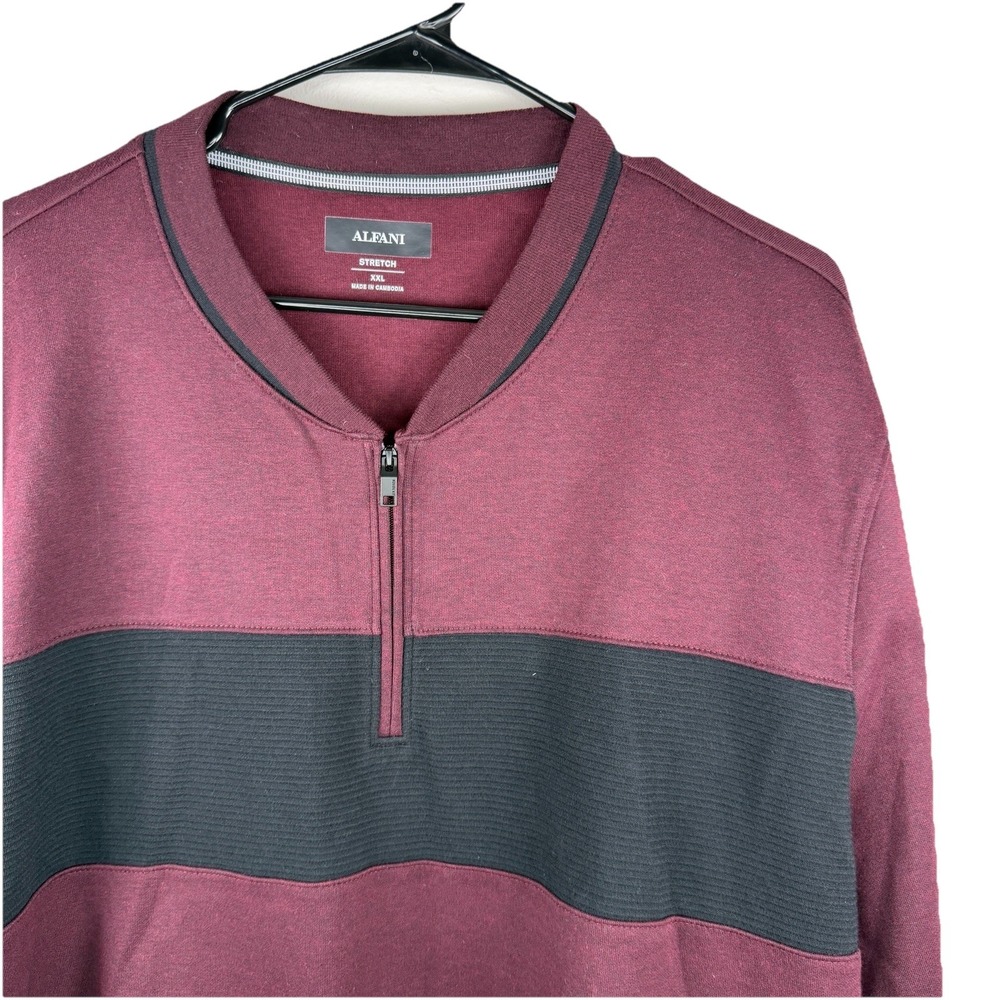 Alfani XXL Quarter Zip Long Sleeve Stretch Pullover Sweatshirt Red Men Cotton